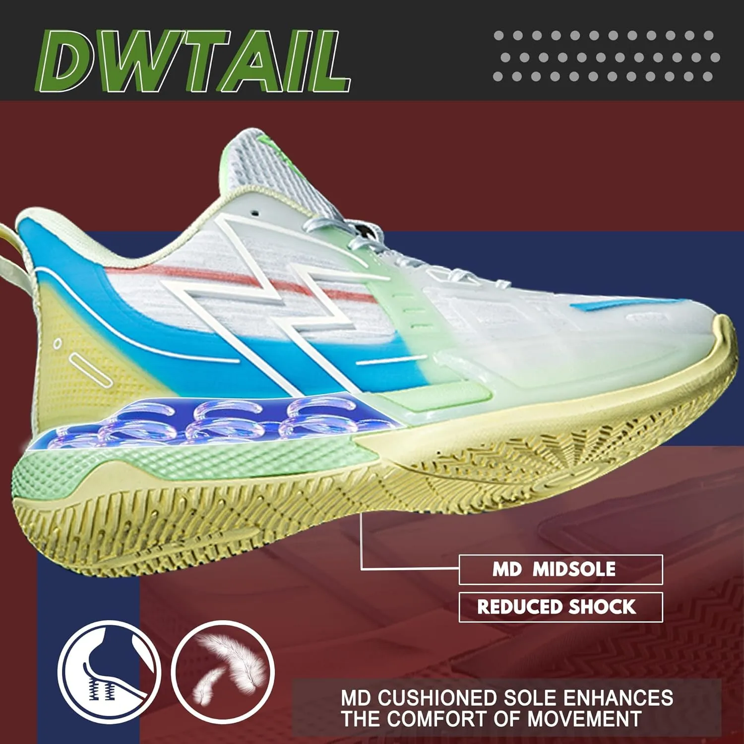 Men Women Basketball Shoes Breathable Non Slip Outdoor Fashion Sneakers White&Blu(White Green-6,9)
