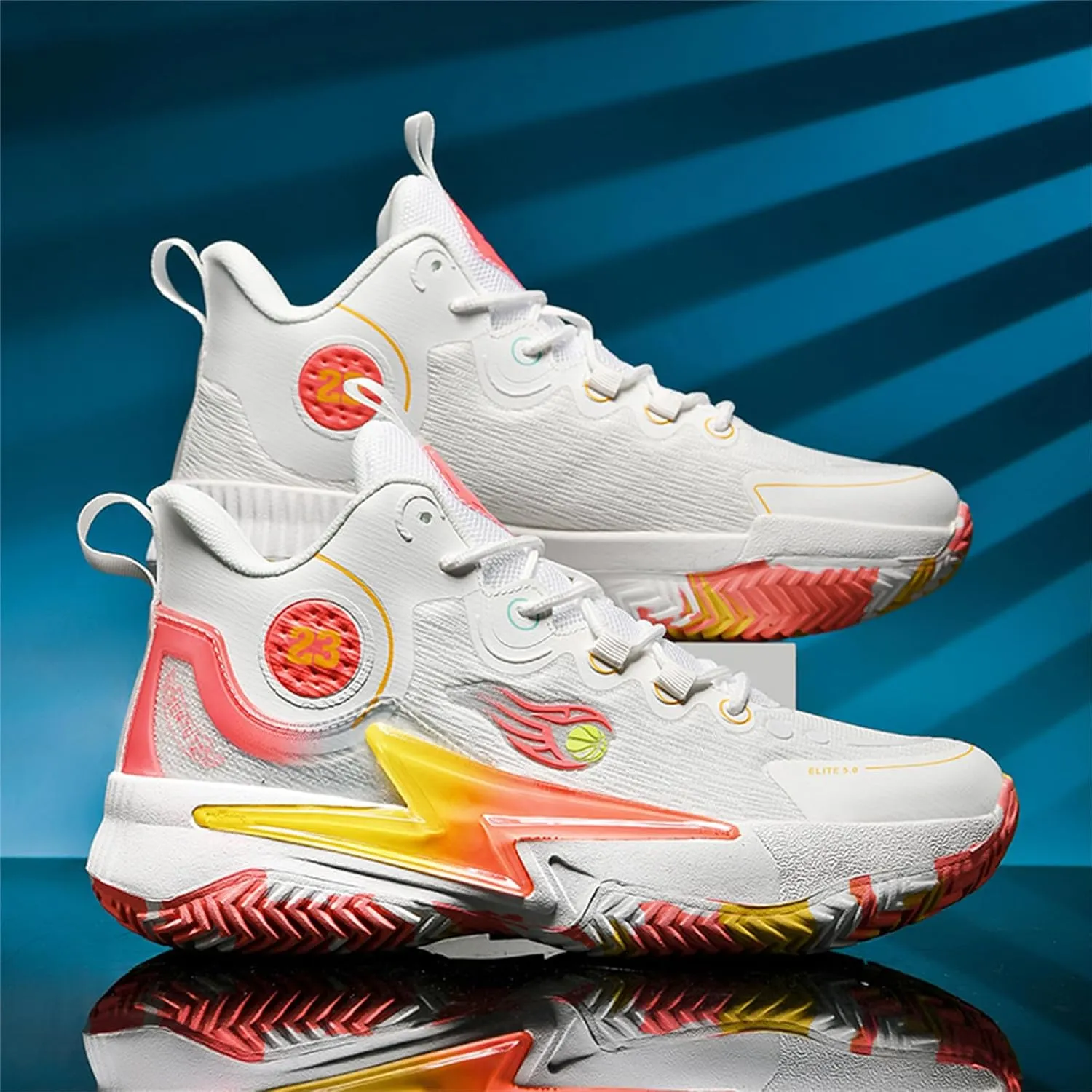 Men??S 23 High Top Basketball Shoes with Arch Support Lace Up Fashion Graffiti Style Sports Shoes Light Tennis Shoes Actual Combat Shoes Outdoor Sneakers