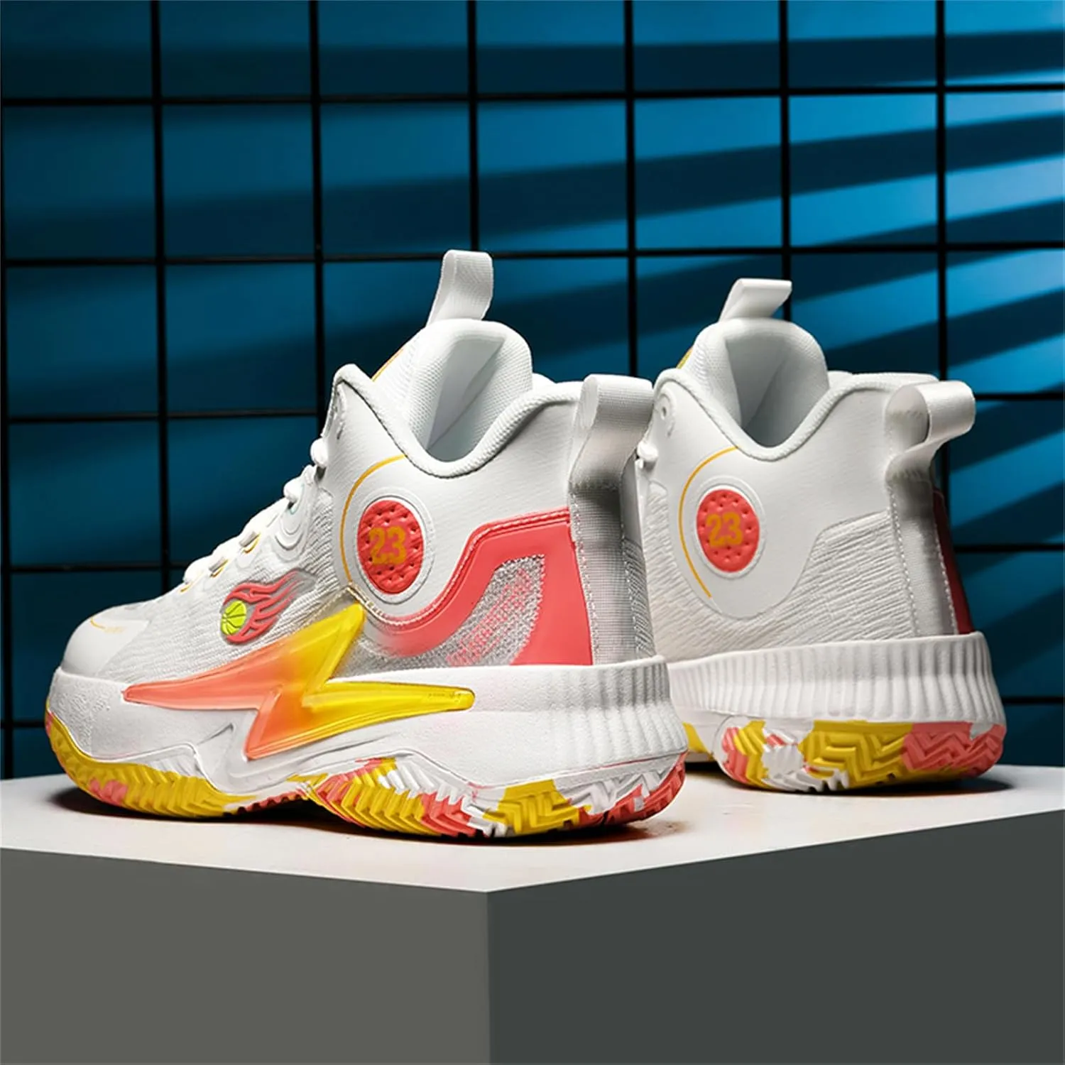 Men??S 23 High Top Basketball Shoes with Arch Support Lace Up Fashion Graffiti Style Sports Shoes Light Tennis Shoes Actual Combat Shoes Outdoor Sneakers