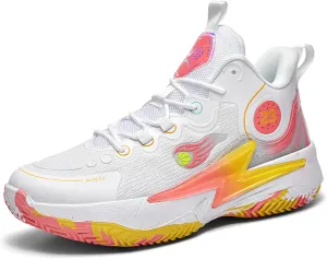 Men??S 23 High Top Basketball Shoes with Arch Support Lace Up Fashion Graffiti Style Sports Shoes Light Tennis Shoes Actual Combat Shoes Outdoor Sneakers
