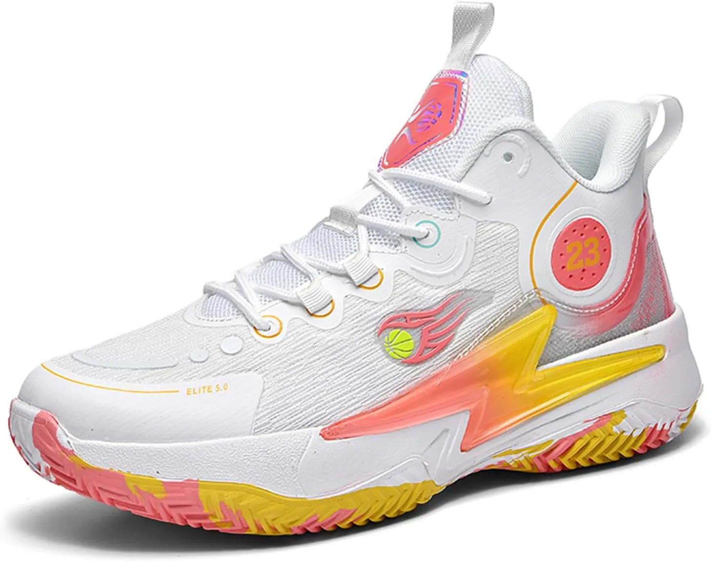 Men??S 23 High Top Basketball Shoes with Arch Support Lace Up Fashion Graffiti Style Sports Shoes Light Tennis Shoes Actual Combat Shoes Outdoor Sneakers
