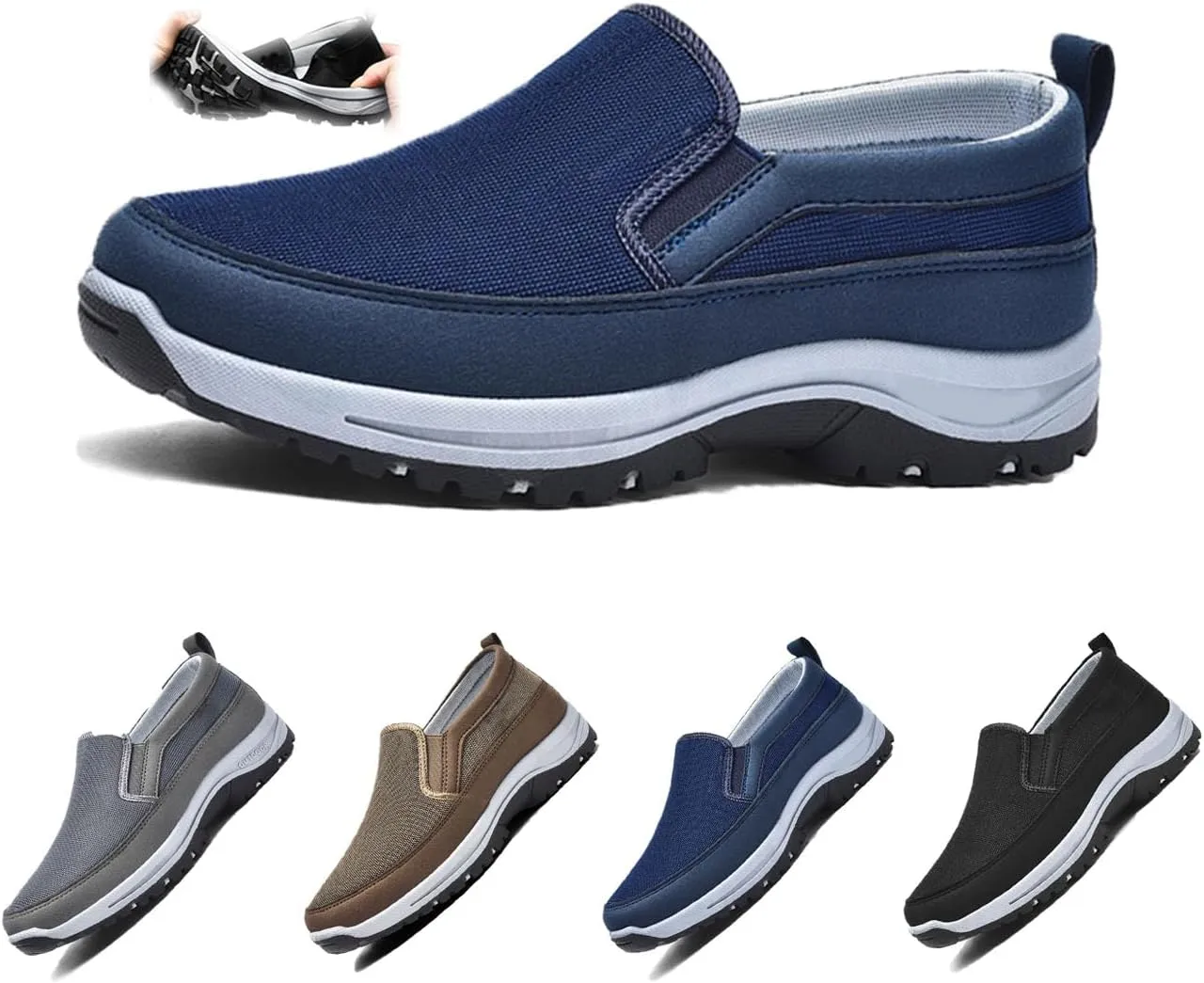 Men's Arch Support Slip-On Canvas Loafers,Orthowalkwaymen'S Shoes Men's Comfortable Orthotics Slip-On Outdoor Non-Slip Orthotics