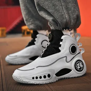 Mens Basketball Shoes Non Slip Sneakers Professional Basketball Sports Shoes for Men Running Shoes (White,6)