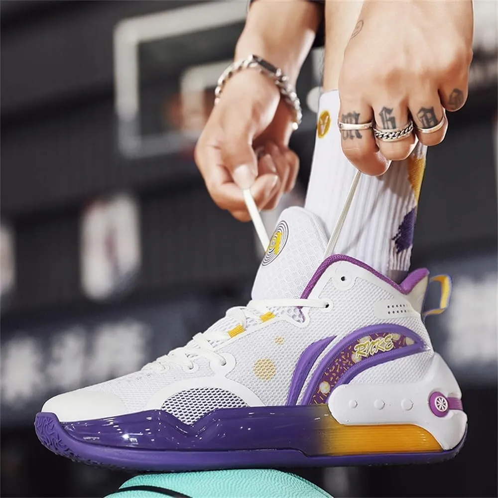 Men's Basketball Shoes with Breathable Non Slip Soft Sole Fashionable Sports Training Basketball Boots