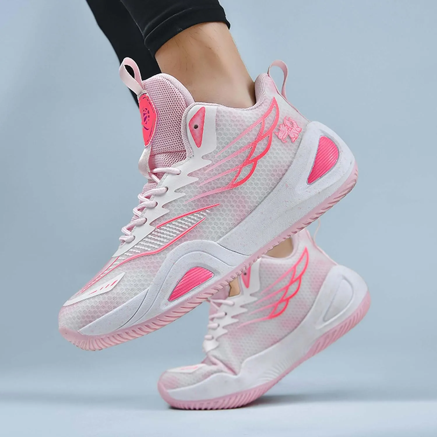 Mens Womens Couples Lace Up Mid Top Casual Sneakers Rubber Sole Non Slip Basketball Sneakers Comfortable and Breathable Running ShoesWear Resistant and Durable Fitness Training Shoes Walking Shoes