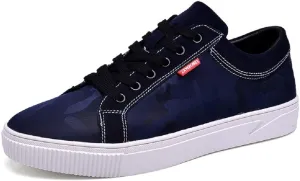 QISHENG Men's Flowers Canvas Low Skateboarding Casual Shoes