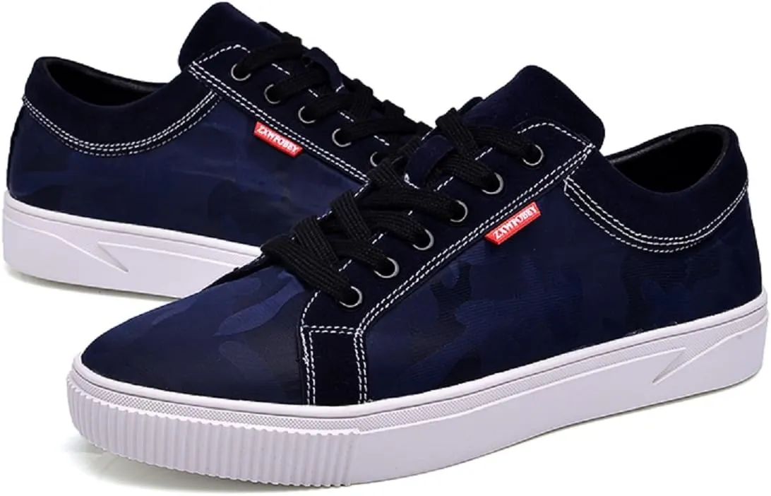 QISHENG Men's Flowers Canvas Low Skateboarding Casual Shoes