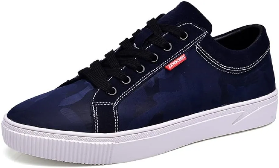 QISHENG Men's Flowers Canvas Low Skateboarding Casual Shoes