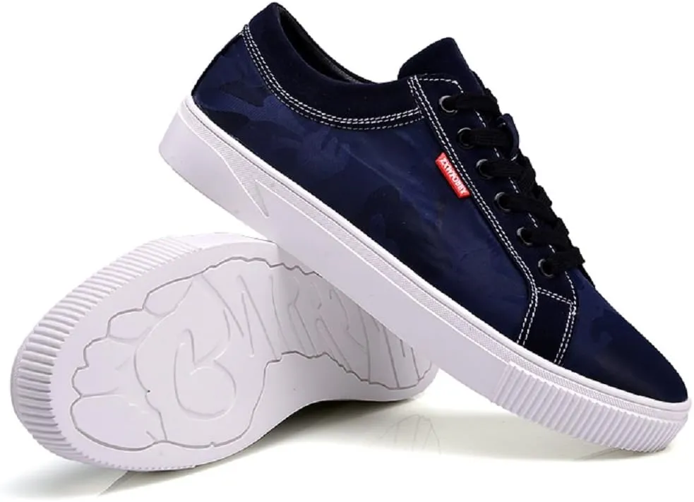 QISHENG Men's Flowers Canvas Low Skateboarding Casual Shoes