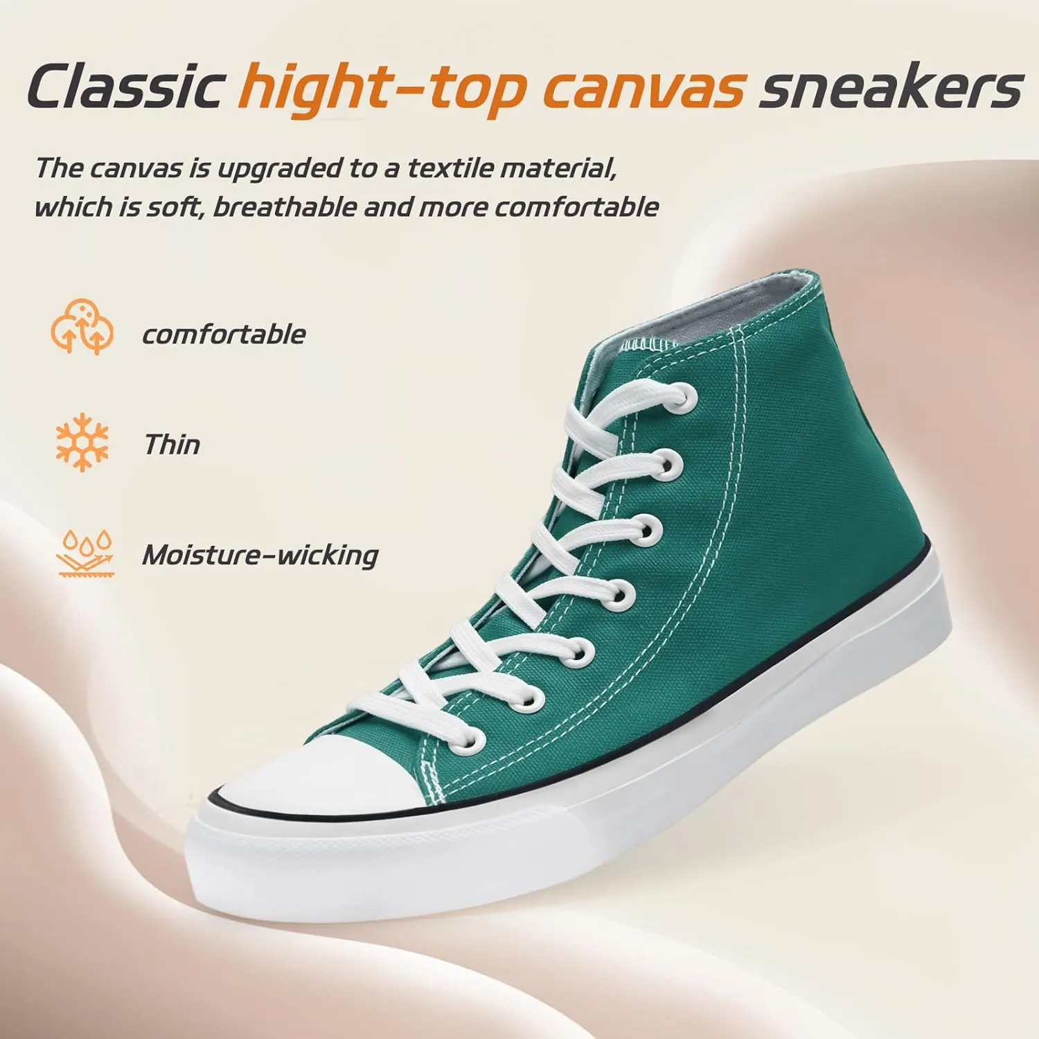 rosyclo Canvas Shoes for Women and Men, High Top Canvas Sneakers Fashion Lace Up Comfortable Womens Classic Casual Tennis Walking Shoes