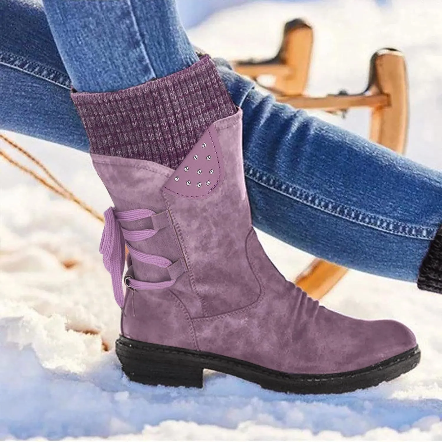 Snow Boot for Women with Zipper Winter Boots Women Waterproof Womens Winter Waterproof Boots Zapatos De Nieve Para Mujer Botas De Trabajo Antideslizantes Y Waterproof Para Mujer
