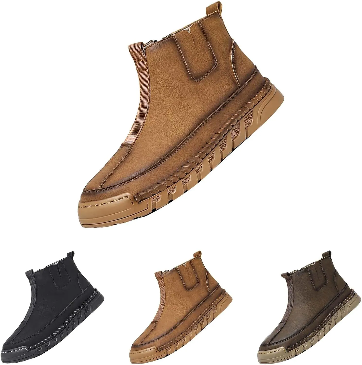 Snow Shoes For Men Leather Slip On Ankle Booties Non-Slip Casual Shoes Hiking Boots Women aterproof