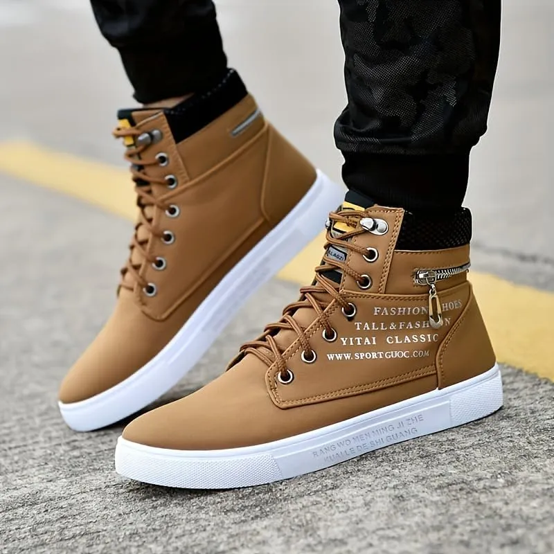 Versatile Suede Men's Boots Men's Skater Shoes- Comfort Rubber Sole and Lace-Up Closure, Seasons and Occasions