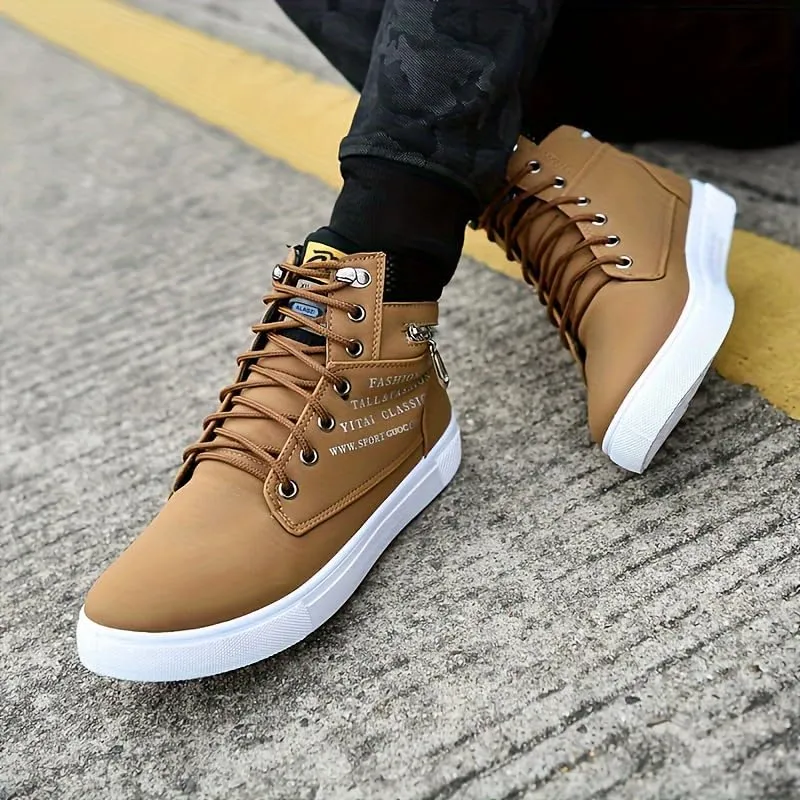 Versatile Suede Men's Boots Men's Skater Shoes- Comfort Rubber Sole and Lace-Up Closure, Seasons and Occasions