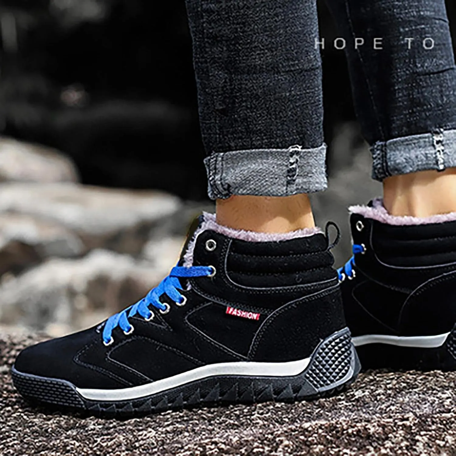 White Furry Snow Boots for Women Short Black Snow Boots Women Fur Lined Boots Womens Warm Boots Womens Winter Boots Waterproof Insulated Ankle Early Prime of Day Deals 2024