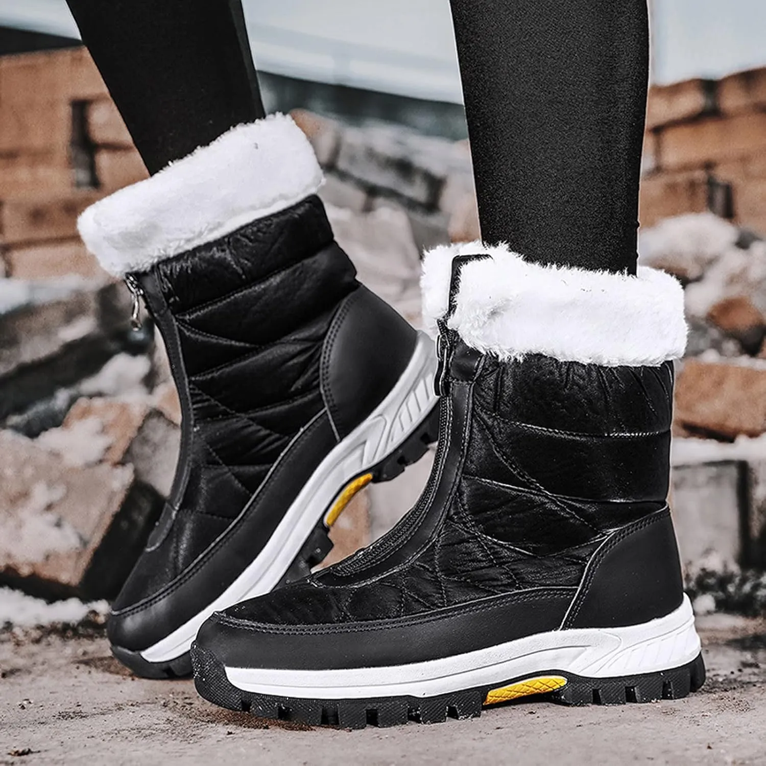 Winter Boots for Women Waterproof Snow Wide Women's Tall Waterproof Winter Boots Womens Snow Boots Wide Calf Women Brown Boots Outdoor Waterproof Botas Para El Invierno De Mujeres