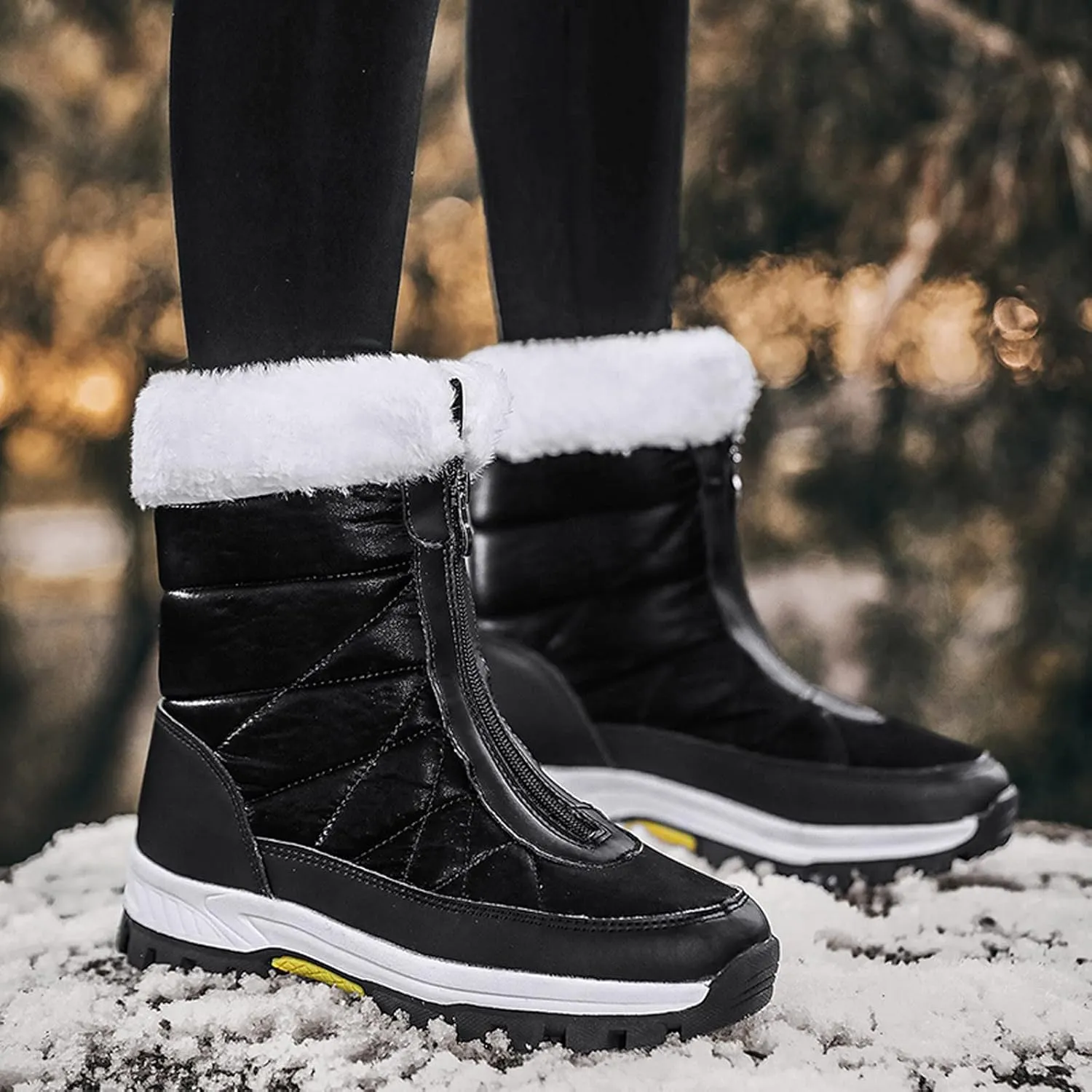 Winter Boots for Women Waterproof Snow Wide Women's Tall Waterproof Winter Boots Womens Snow Boots Wide Calf Women Brown Boots Outdoor Waterproof Botas Para El Invierno De Mujeres