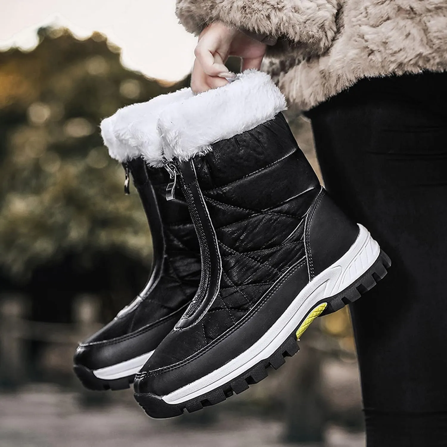 Winter Boots for Women Waterproof Snow Wide Women's Tall Waterproof Winter Boots Womens Snow Boots Wide Calf Women Brown Boots Outdoor Waterproof Botas Para El Invierno De Mujeres