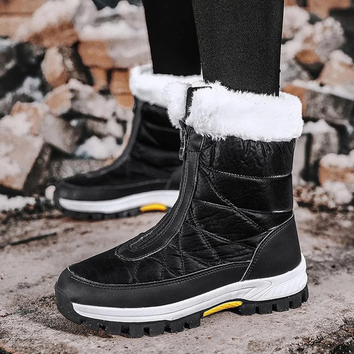 Winter Boots for Women Waterproof Snow Wide Women's Tall Waterproof Winter Boots Womens Snow Boots Wide Calf Women Brown Boots Outdoor Waterproof Botas Para El Invierno De Mujeres