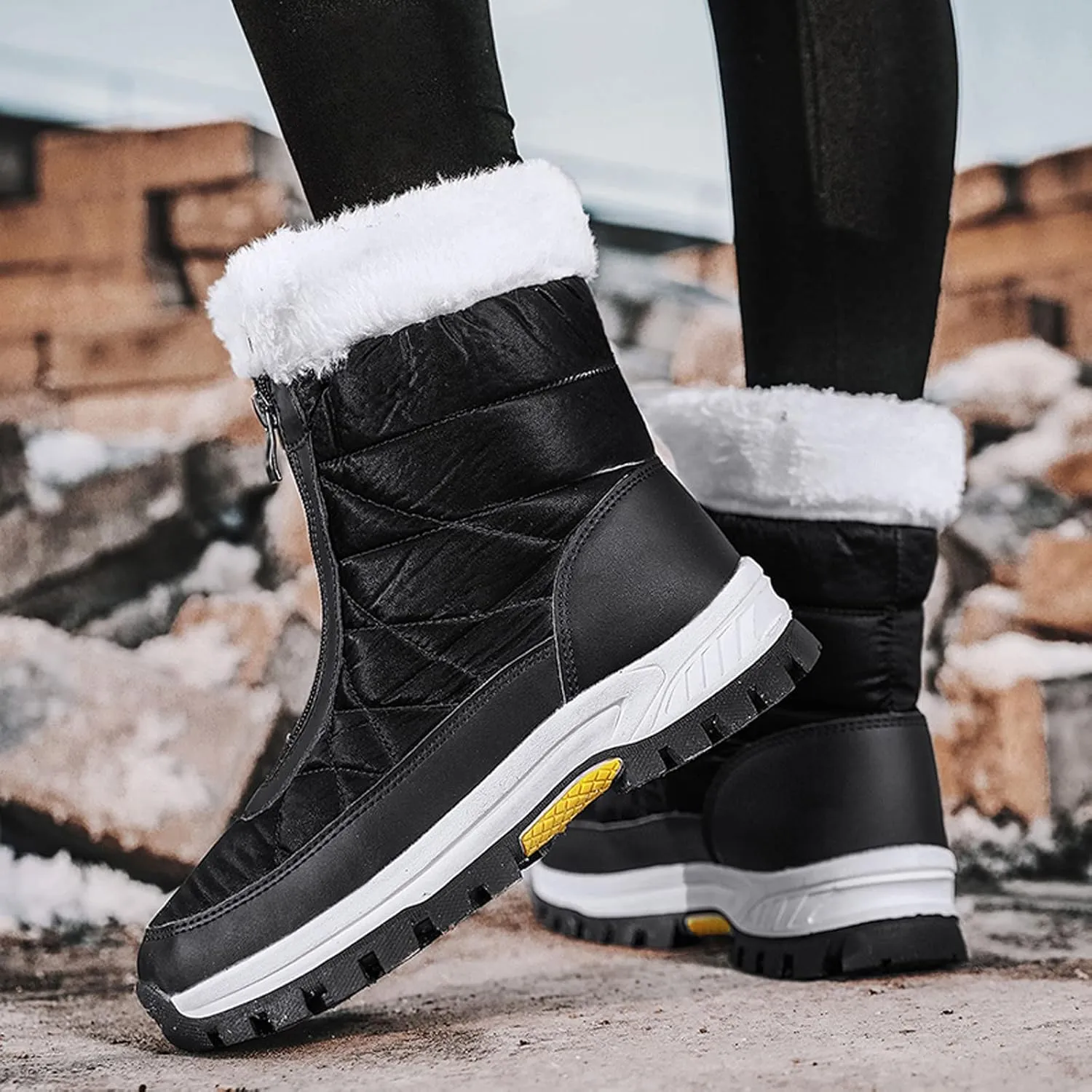 Winter Boots for Women Waterproof Snow Wide Women's Tall Waterproof Winter Boots Womens Snow Boots Wide Calf Women Brown Boots Outdoor Waterproof Botas Para El Invierno De Mujeres