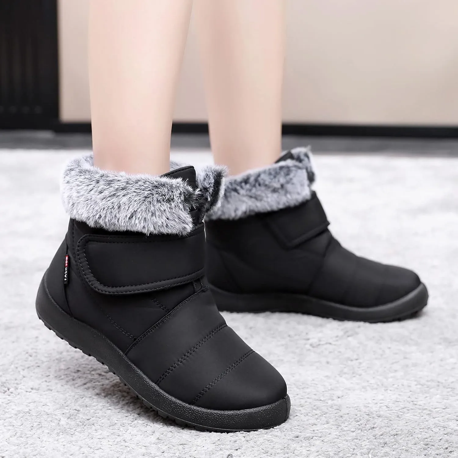 Winter Boots for Women Wide Width Womens Tall Winter Boots Waterproof Fur Lined Mid Calf Winter Boots Women Tall Snow Boots Waterproof Insulated Boots for Women Winter Waterproof
