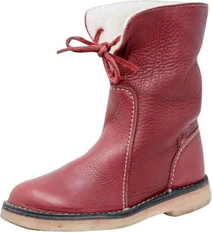 Women Waterproof Wool Lined Boots Vintage Buttery-Soft Wool Lined Boots PU Leather Snow Ankle Boots for Men