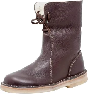 Women Waterproof Wool Lined Boots Vintage Buttery-Soft Wool Lined Boots PU Leather Snow Ankle Boots for Men