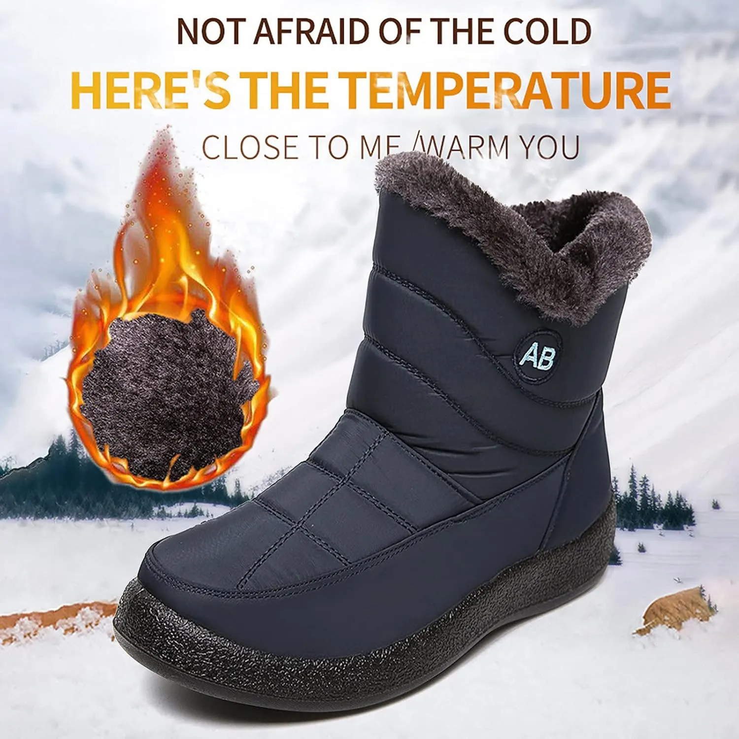Womens Slip on Snow Boots Waterproof Women's Black Waterproof Snow Boots Snow Boots Womens Slip on Ankle Winter Boots for Women Waterproof Womens Winter Hiking Boots