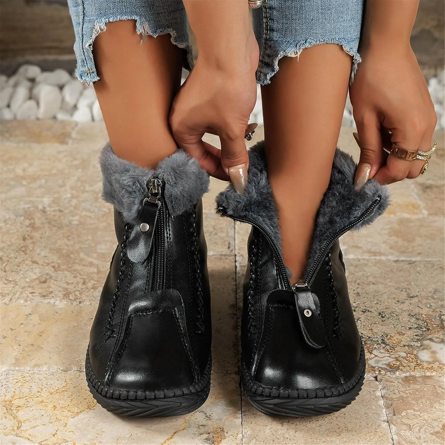 Womens Snow Boots Waterproof Wide Winter Long Boots for Women Waterproof Snow Insulated Women Winter Boots Non Slip Woman Waterproof Snow Boots Botas Para Motocicleta Mujer