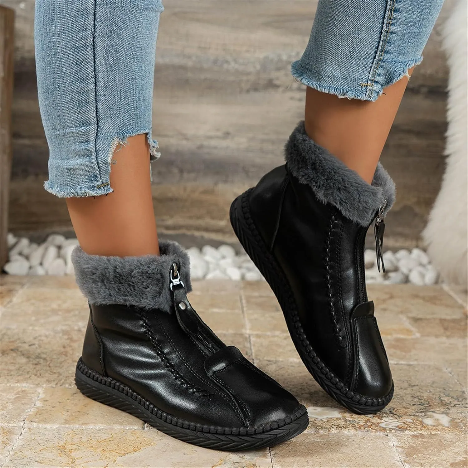 Womens Snow Boots Waterproof Wide Winter Long Boots for Women Waterproof Snow Insulated Women Winter Boots Non Slip Woman Waterproof Snow Boots Botas Para Motocicleta Mujer