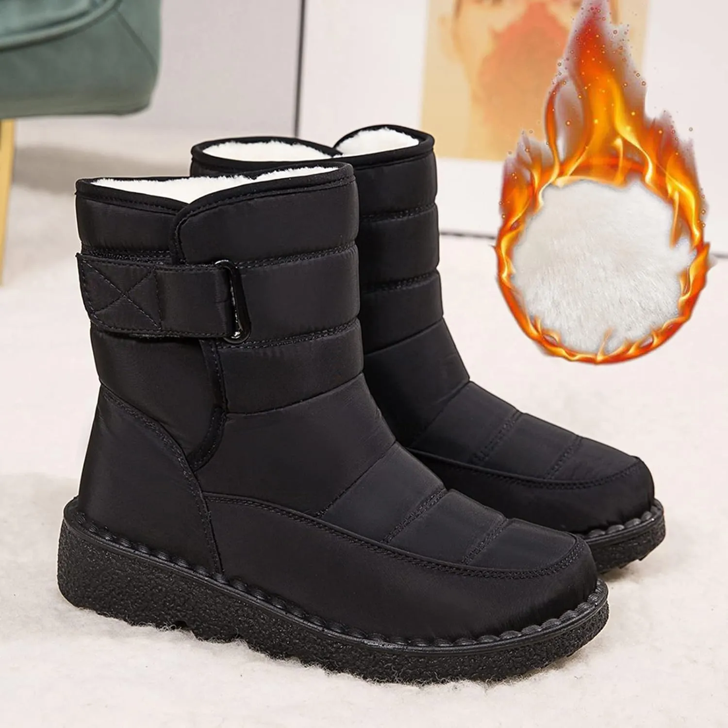 Women's Waterproof Snow Boots Lightweight Waterproof Snow Boots Women Winter Boots Waterproof Cold Weather Woman Winter Boots Knee High Wide Calf Plus Size Snow Boots Extra Wide Calf