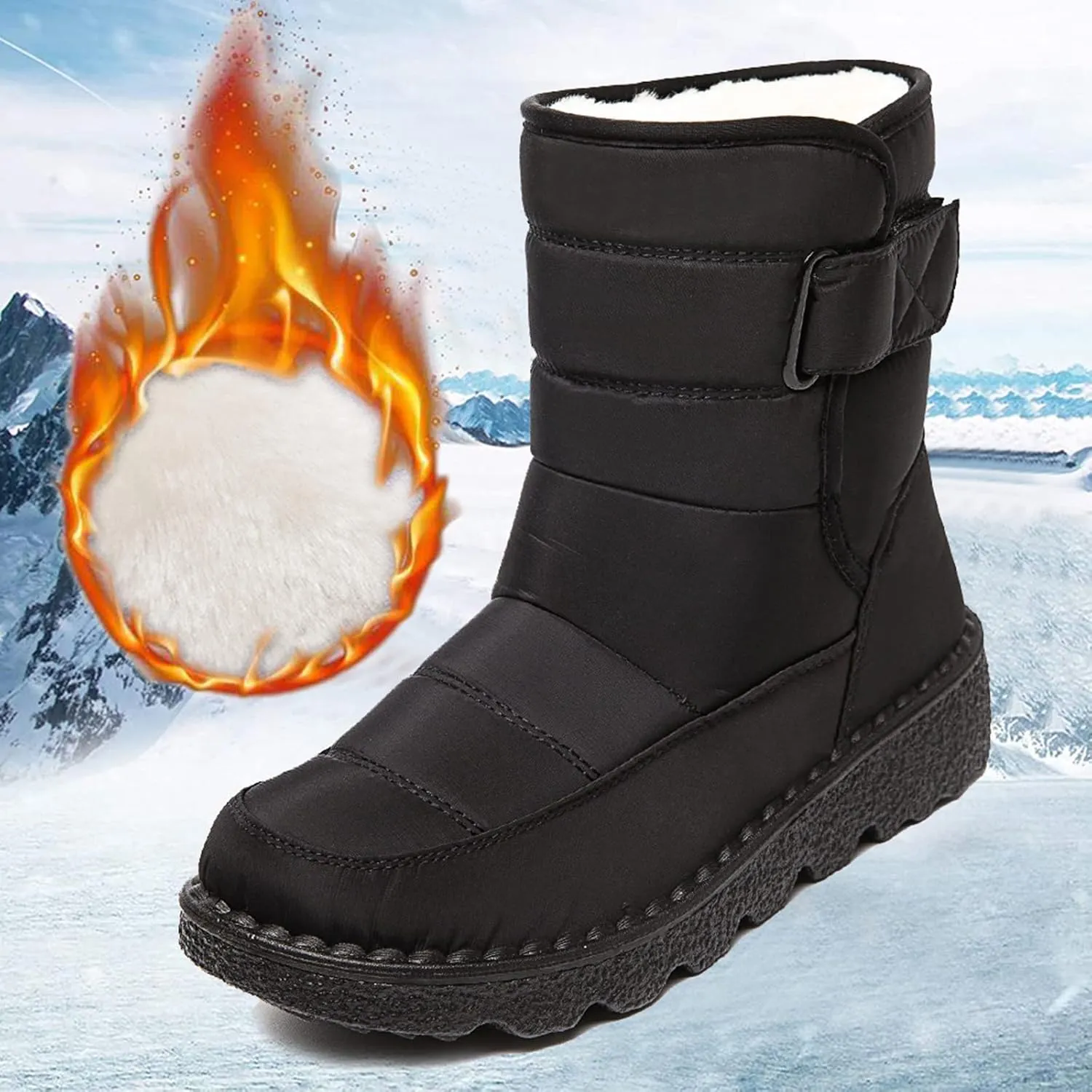 Women's Waterproof Snow Boots Lightweight Waterproof Snow Boots Women Winter Boots Waterproof Cold Weather Woman Winter Boots Knee High Wide Calf Plus Size Snow Boots Extra Wide Calf