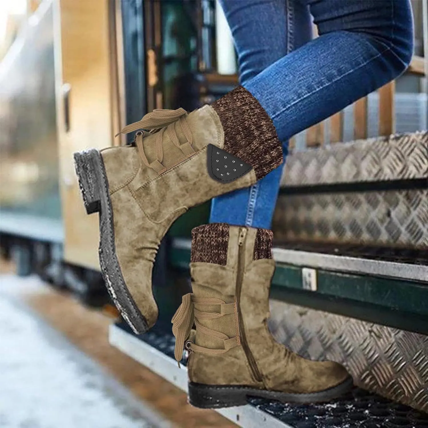 Women's Waterproof Snow Boots Wide Width Women's Waterproof Boots Tall Fuzzy Knee High Winter Boots for Women Cute Waterproof Comfortable Walking Boots Women Womens Winter Ankle Boots