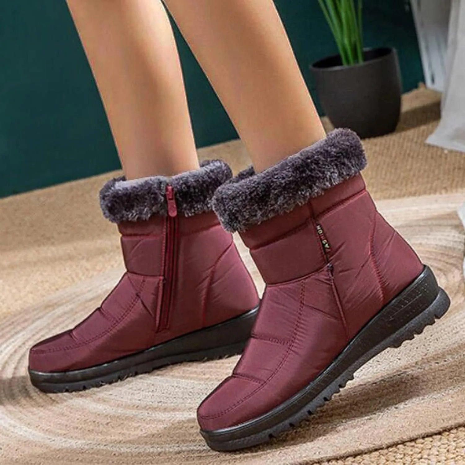 Women's Waterproof Snow Boots Zipper Snow Boots Women Waterproof Brown Waterproof Snow Boots Wide Boots for Winter Waterproof Women 2023 Tall Winter Boots for Women Snow