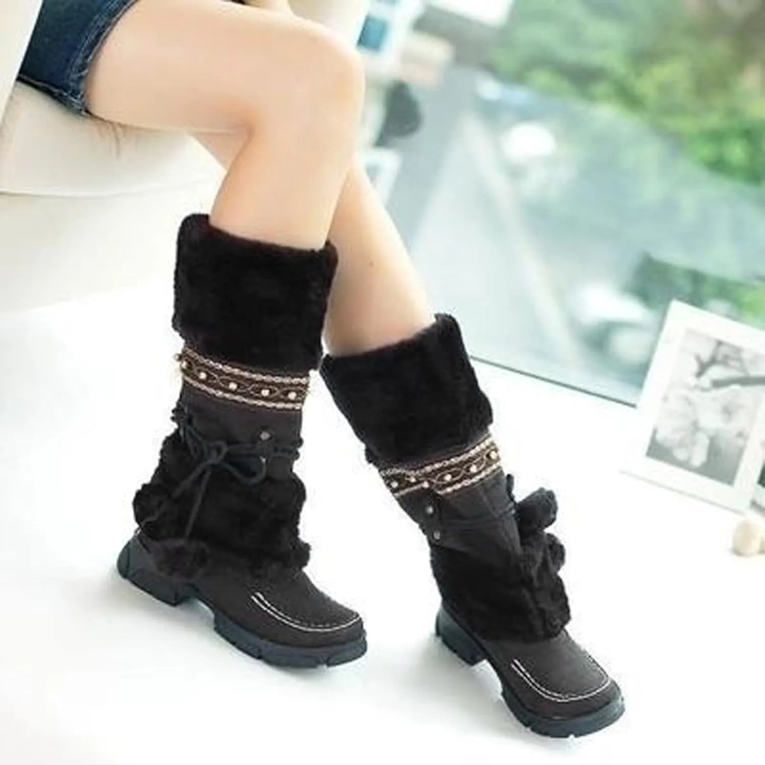 Womens Waterproof Winter Boots 10w Wide Calf Women's Winter Boots Waterproof Sexy Womens Wide Calf Pull on Snow Boots Womens Waterproof Boots Size 11 Womens Warm Winter Boots Wide Width