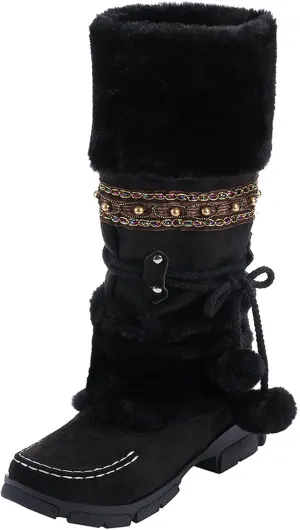 Womens Waterproof Winter Boots 10w Wide Calf Women's Winter Boots Waterproof Sexy Womens Wide Calf Pull on Snow Boots Womens Waterproof Boots Size 11 Womens Warm Winter Boots Wide Width