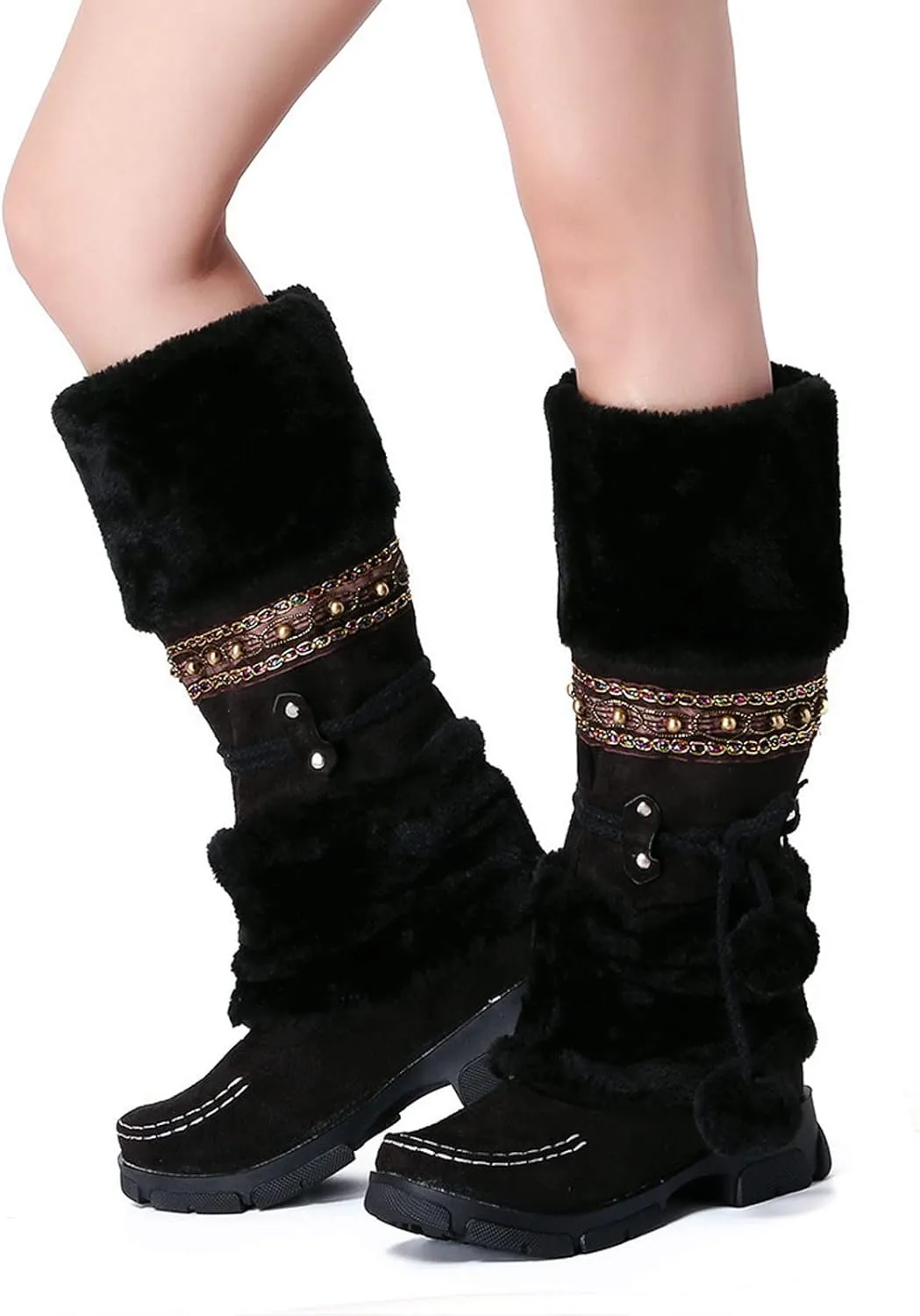 Womens Waterproof Winter Boots 10w Wide Calf Women's Winter Boots Waterproof Sexy Womens Wide Calf Pull on Snow Boots Womens Waterproof Boots Size 11 Womens Warm Winter Boots Wide Width